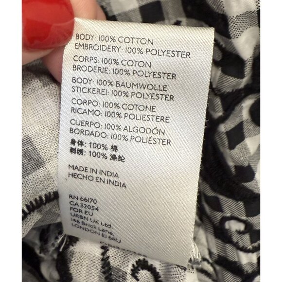 Pilcro Womens Whitney Top Small Black White Gingham Floral Buttons Officesiren - Picture 6 of 7